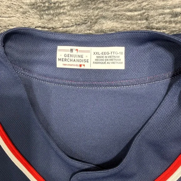 MLB Minnesota Twins Baseball Jersey Youth XXL 18 Navy Blue Button Front Logo - Picture 2 of 8